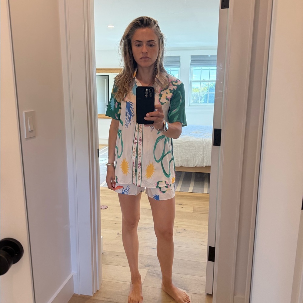 Floral Button-Up Shirt and Shorts Set